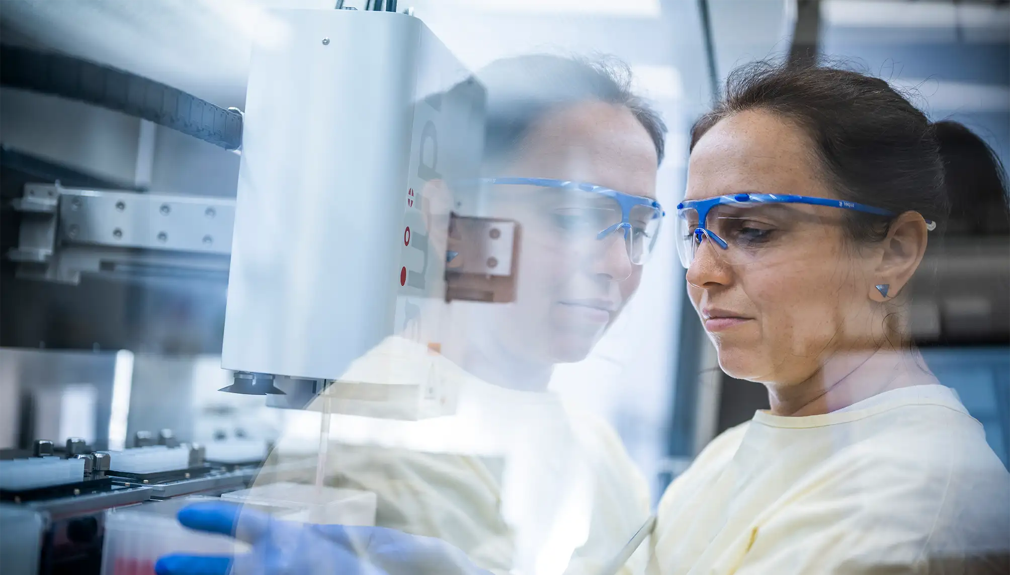 woman at sterile hood image